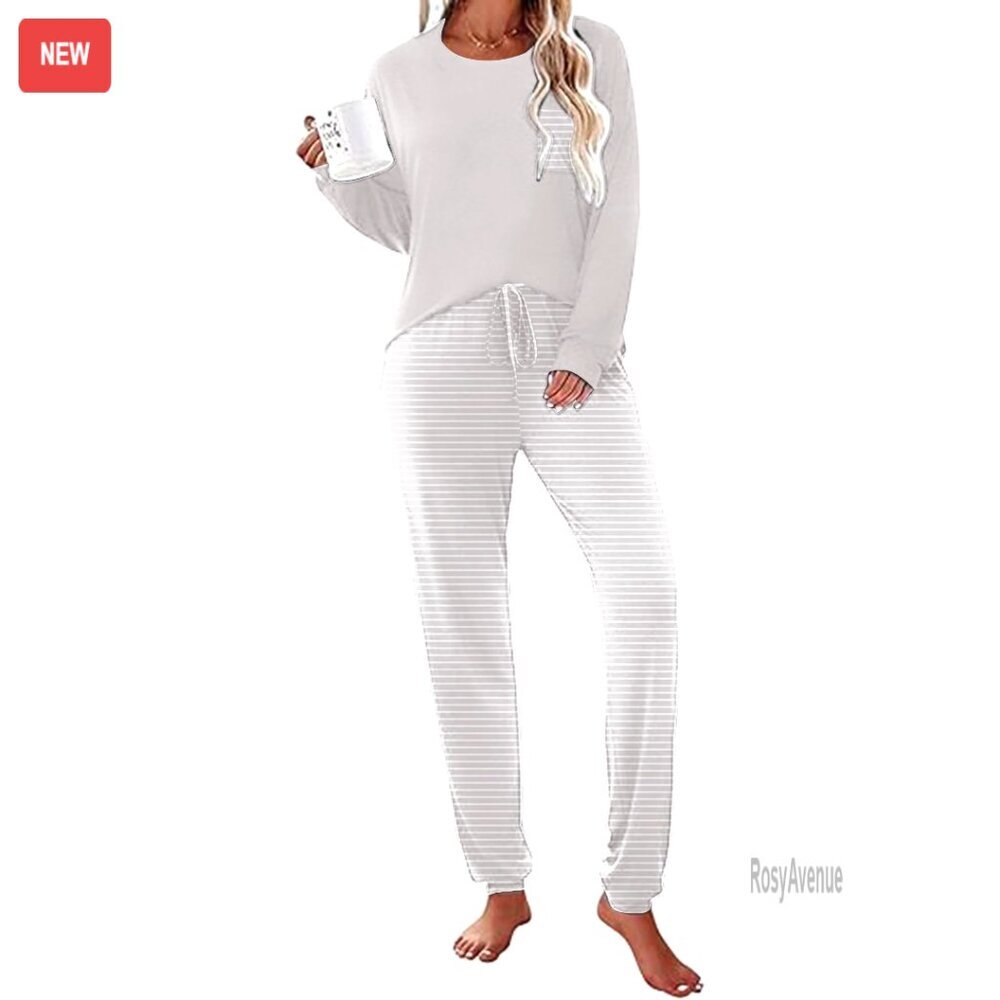 Soft Long Sleeve Pajama Set with Pockets, Slim Fit, Polyester Spandex